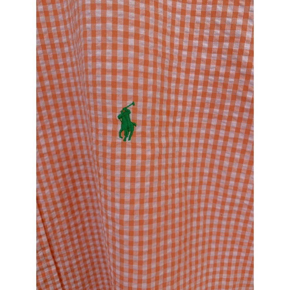 Polo Ralph Lauren Orange Gingham Seersucker Sport Shirt Classic Fit / 3XL T - Picture 4 of 16
